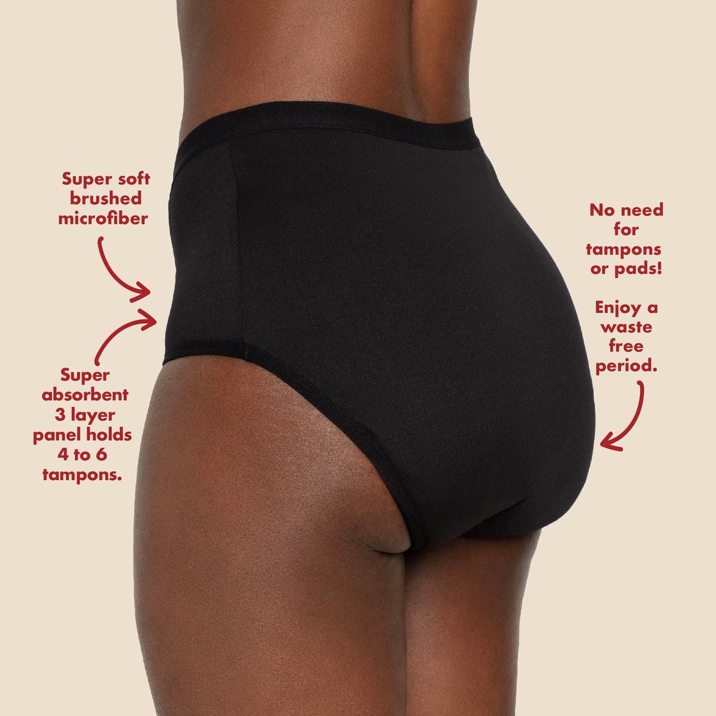 The High Waisted Period. underwear - Black XL