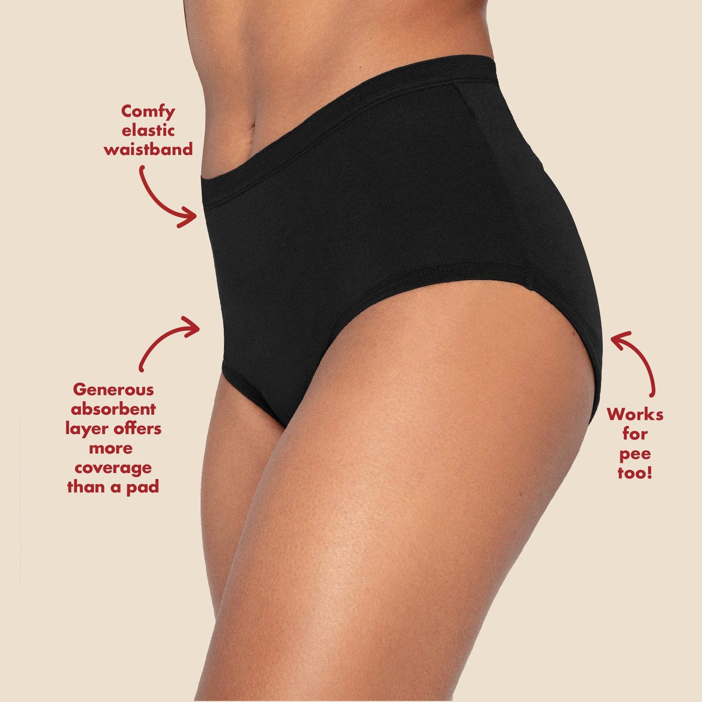 The High Waisted Period. underwear - Black XL