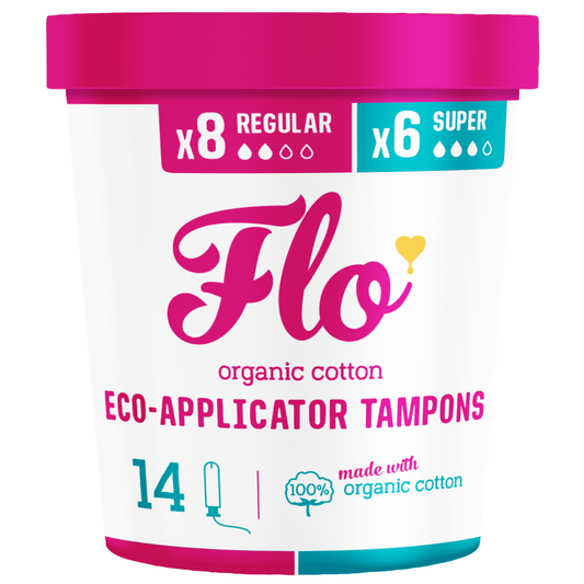 Flo Organic Cotton Eco-Applicator Biodegradable Tampons 14 ct