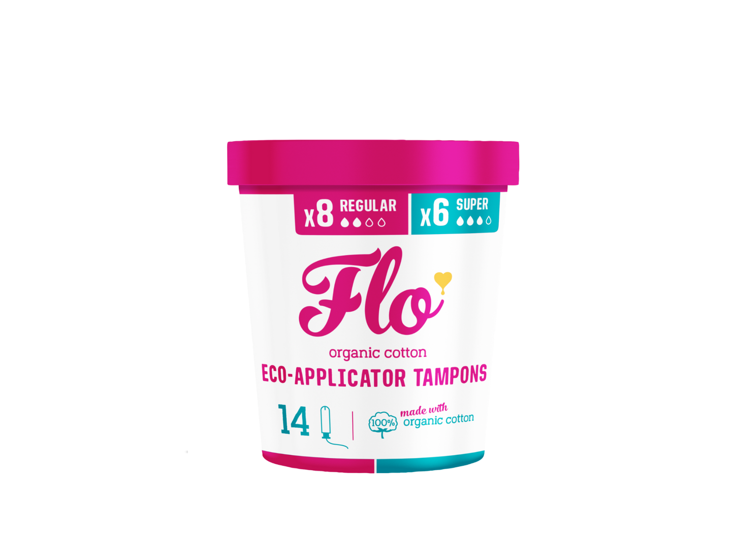 Flo Organic Cotton Eco-Applicator Biodegradable Tampons 14 ct