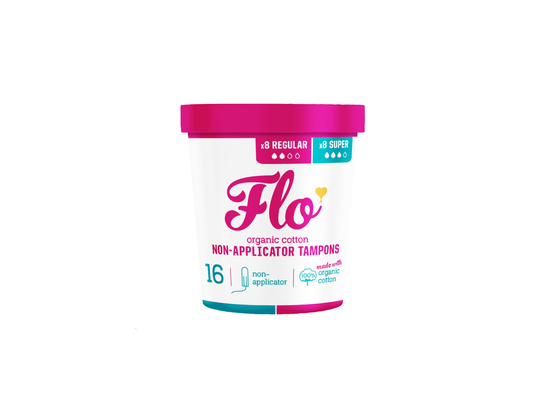 Flo Organic Cotton Non-Applicator Tampons 16 ct