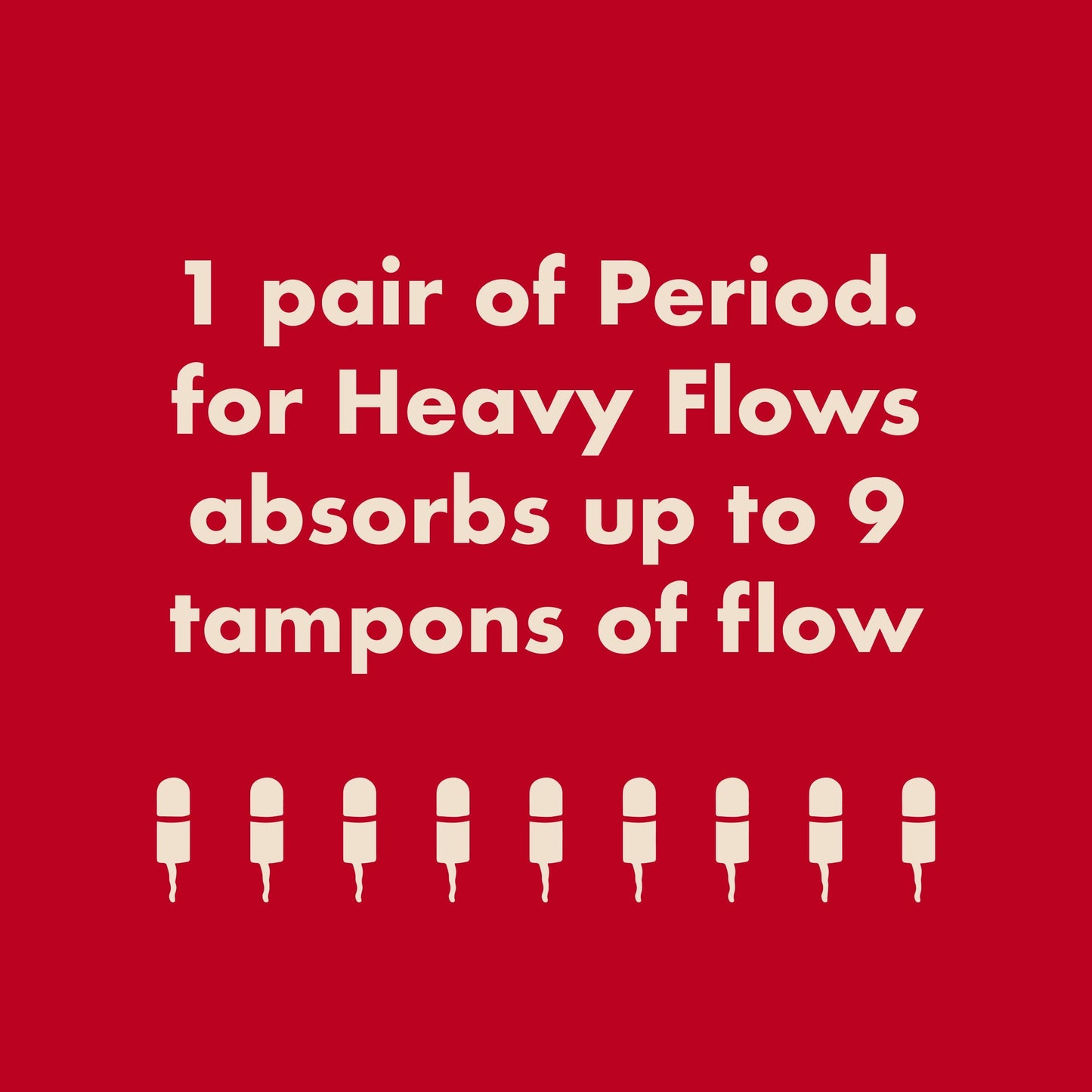 Red background with white text and illustrations of tampons.