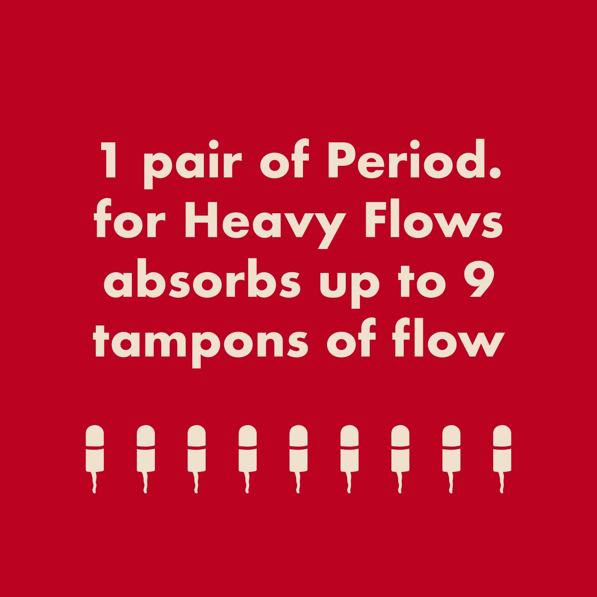 Red background with white text and illustrations of tampons.