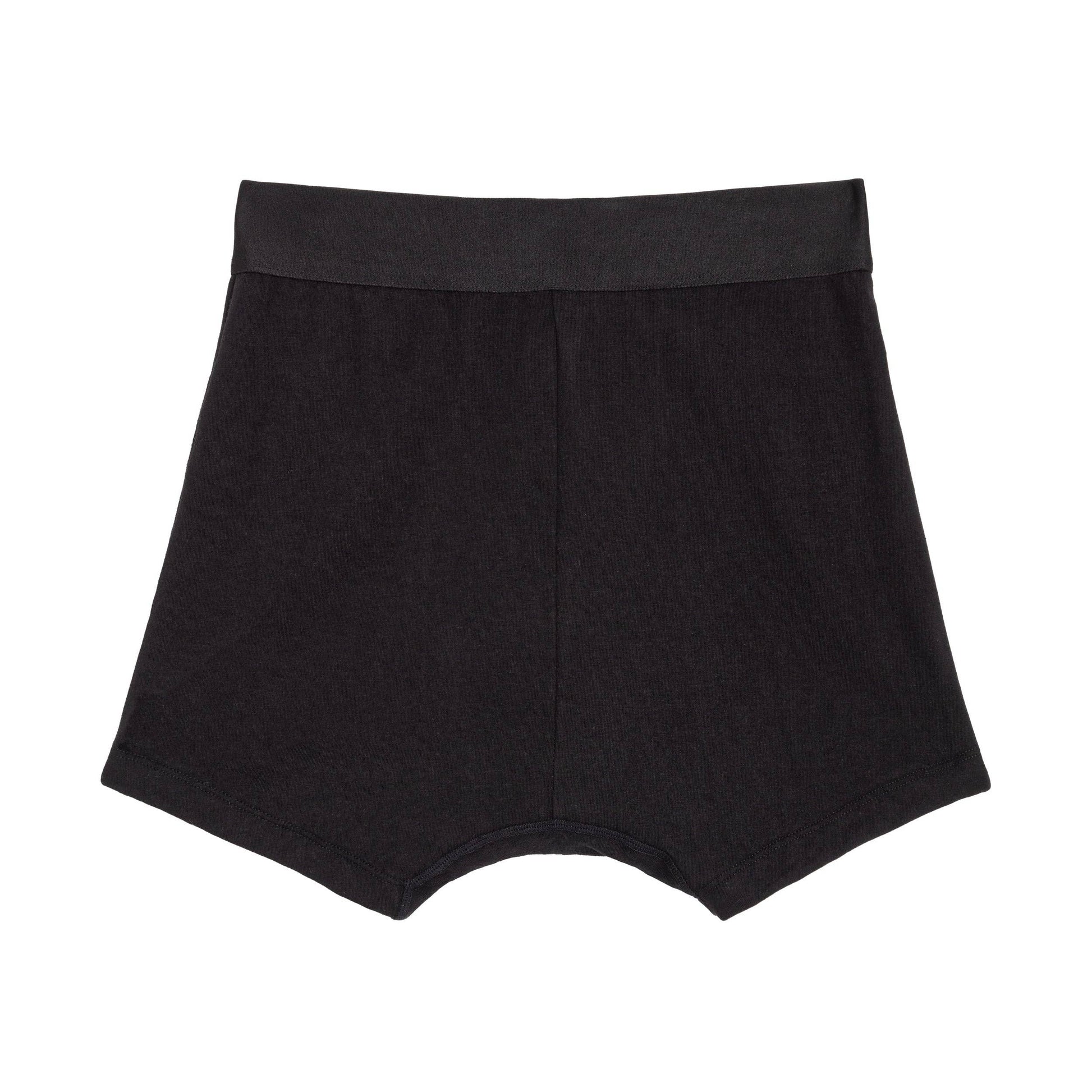Menstrual Black boxer briefs on a white background